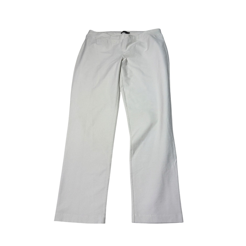 Eileen Fisher White Stretch Crepe Straight Leg Pull On Pants Womens S W30 L27